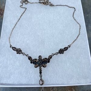 Nicky Butler 925 Sterling Silver Necklace w/ brown gemstones in flower design